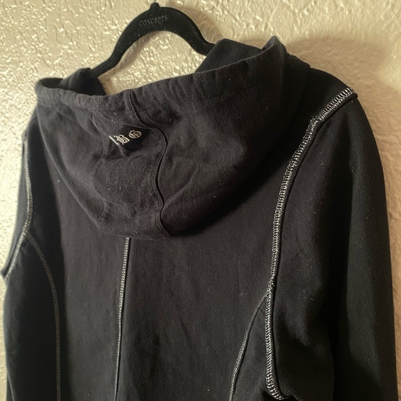BCBG Zip Up Hoodie Size XL Black Cotton Branded Logos Y2K - Picture 4 of 10